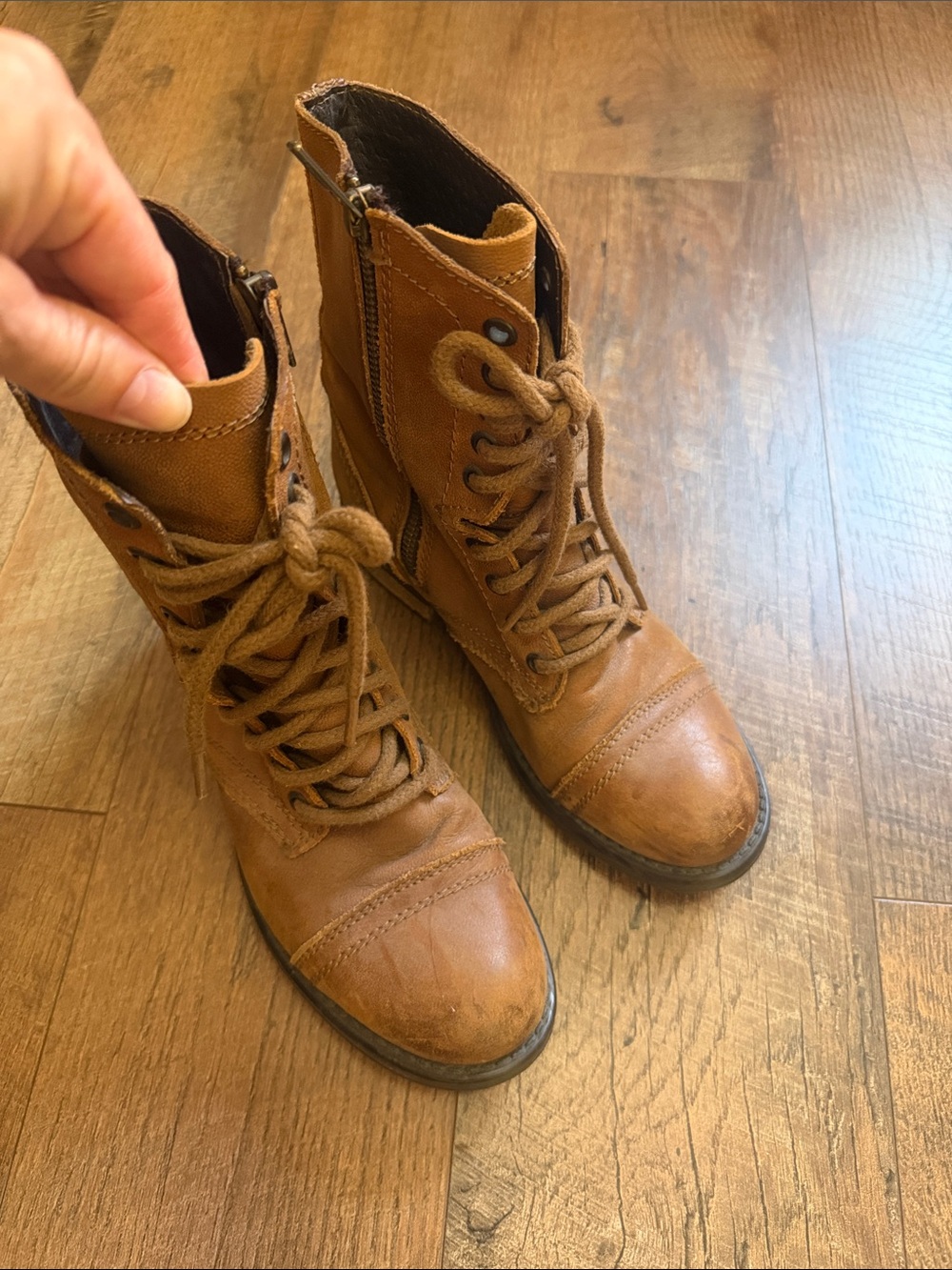Steve Madden Tan Lace-Up Combat Boots